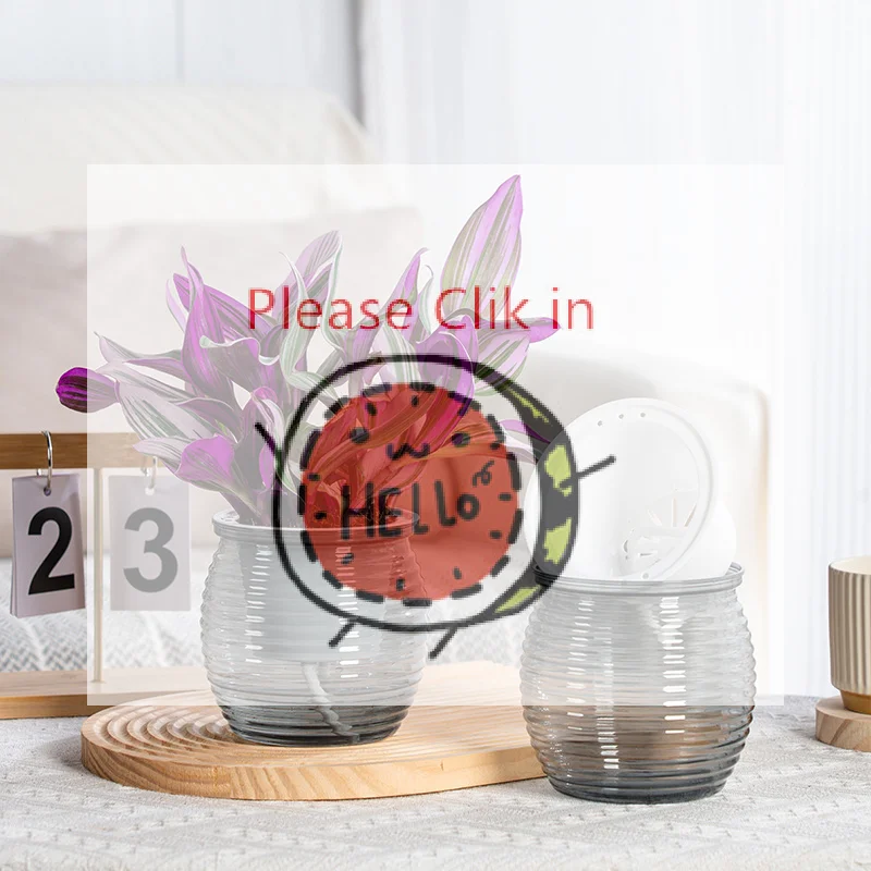 【BA】Automatic Water-Absorbing Self-Watering Plant Pots Double Layer Transparent Flower Vase Plastic Home Decorations 1PC