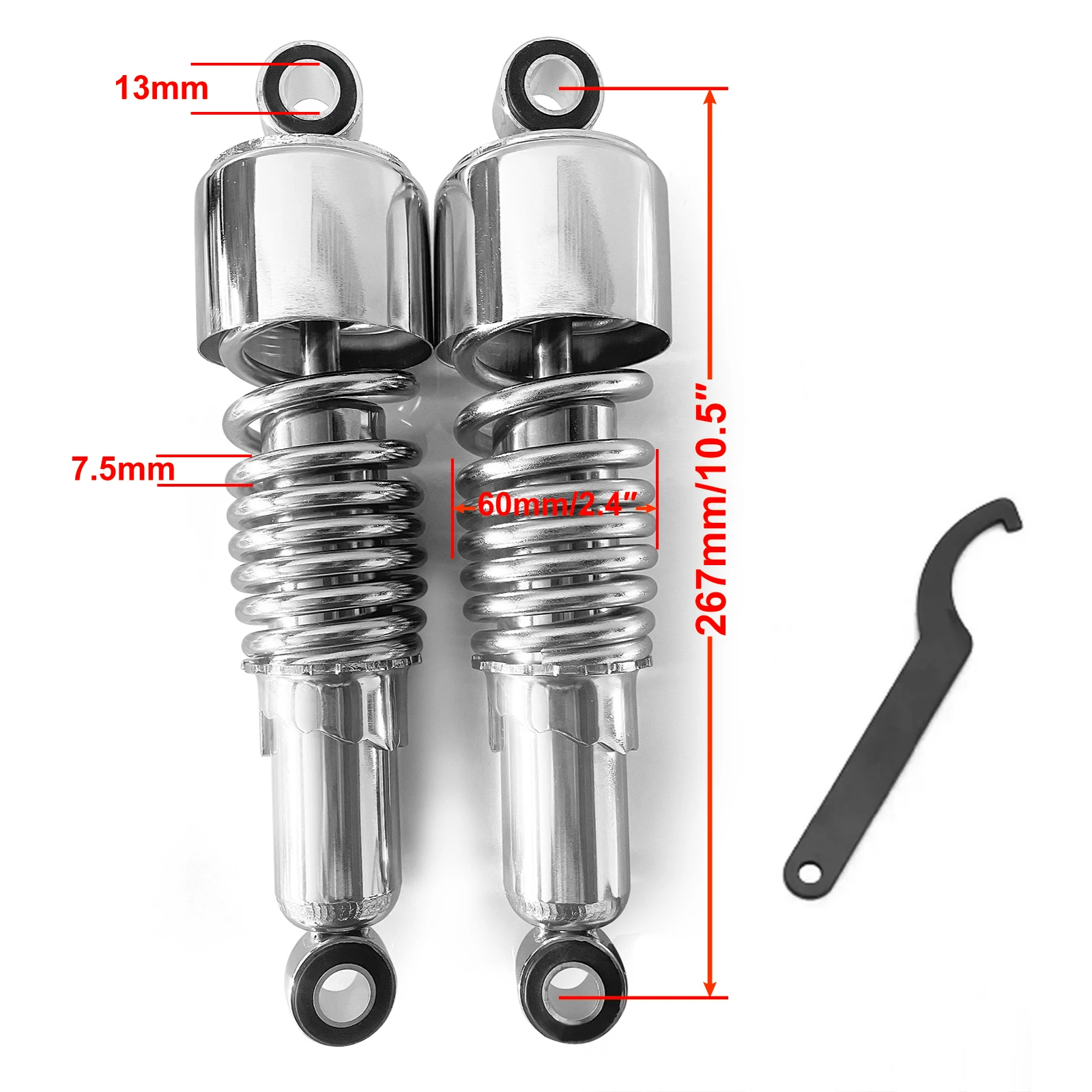 Motorcycle 7*267mm Rear Shock Absorbers Suspension Damper For Harley Sportster 883 Roadster 10.5