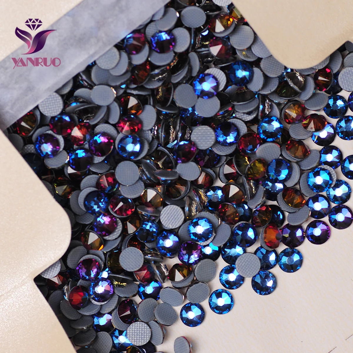 YANRUO 2088HF tutte le taglie Bermuda Blue Rainbow Hotfix strass vetro ferro sul vestito abbigliamento pietre da cucire