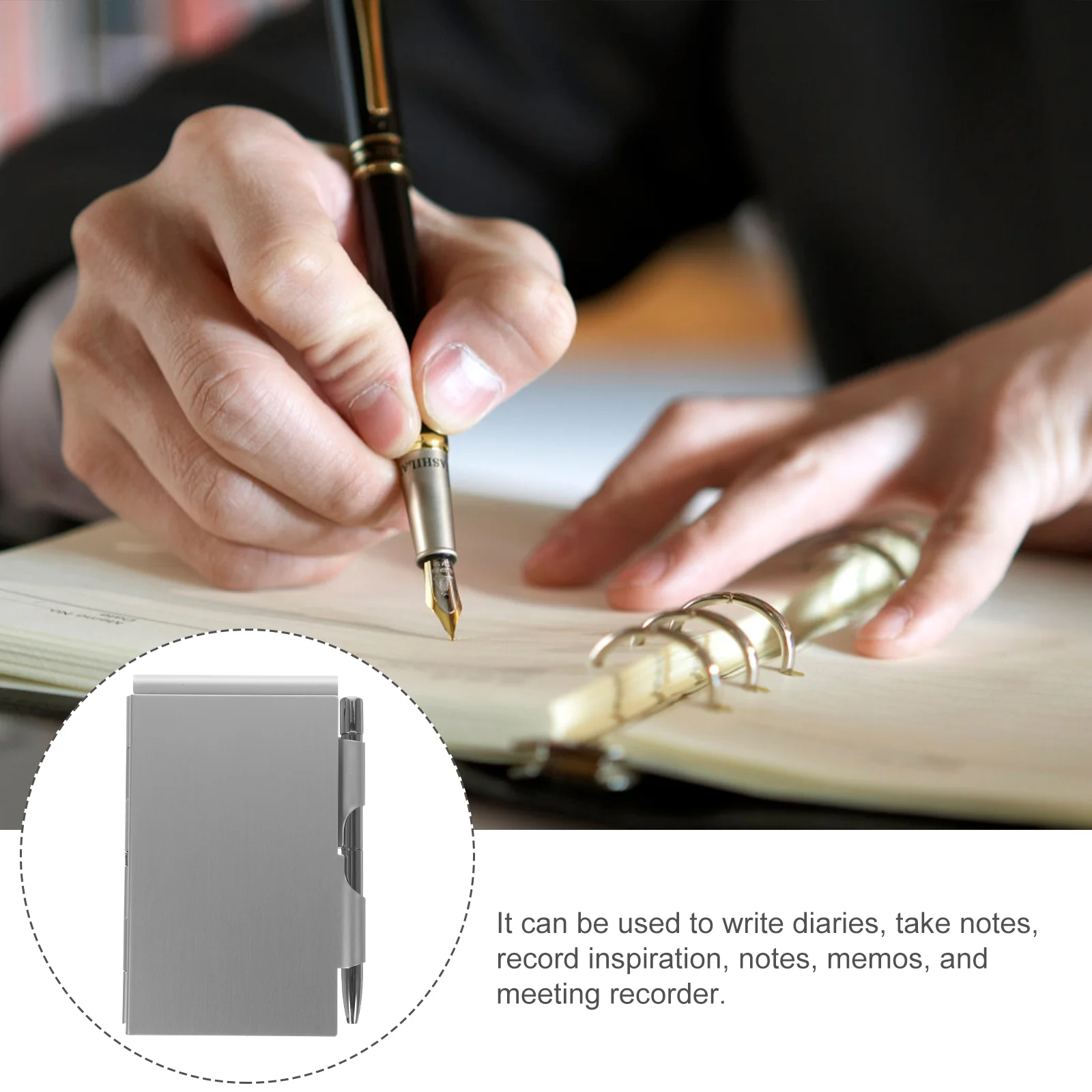 Metal Small Notebook Mini Notepad Small Pocket Notepad Metal Note Case with Pen Office Notebooks for writing