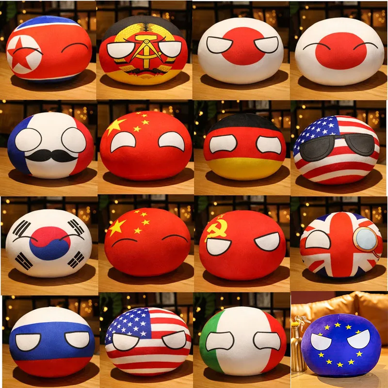 Boule en peluche Country IkCountryball pour enfants, pendentif en peluche, beurre en peluche, cadeaux de Noël, 70 styles, 10cm