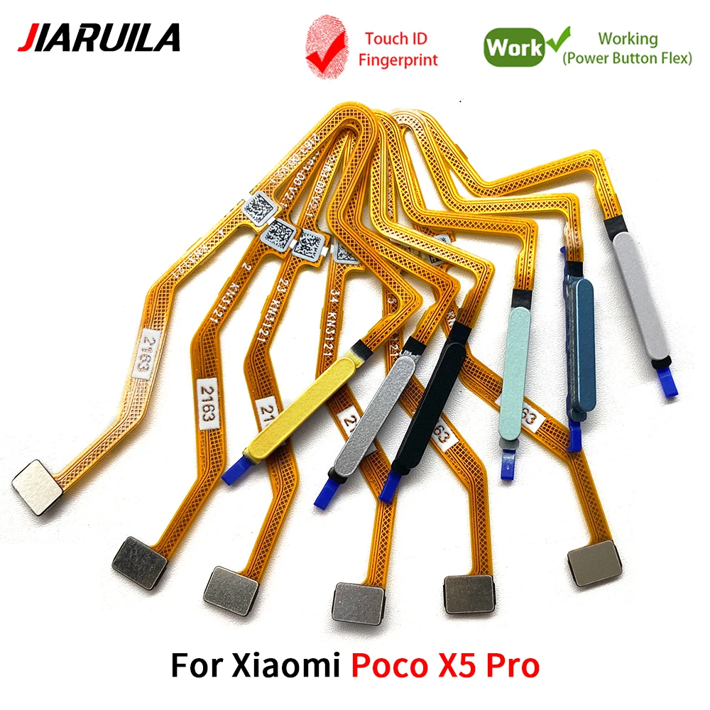 10Pcs，For Xiaomi Poco X5 Pro Home Side Power Button Touch ID fingerprint Finger Sensor Scanner Flex Cable