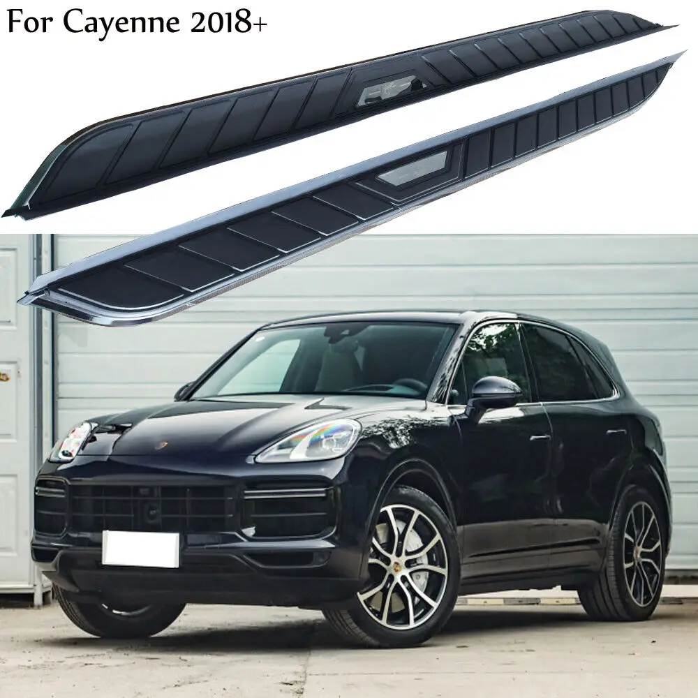 

2Pcs Aluminium Stainless steel side step fits for Porsche Cayenne 2018-2022 Running Board Side Step Nerf Bar Side Stair