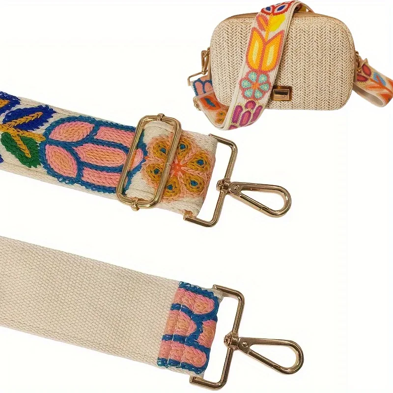 1/2/5pcs Bohemian Embroidered Bag Strap Adjustable Wide Nylon Shoulder Strap for Crossbody Bag Handbag Backpack Guitar Style - view 5