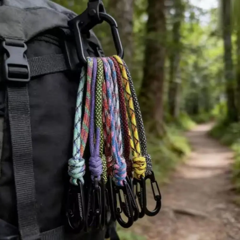 2pcs Multi-functional Carabiner Keychain 20cm Length 7 Colors Bottle Lanyard Umbrella Rope Outdoor Emergency Cord Key Holder