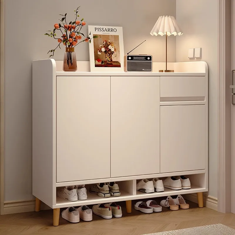 Wall Integrated Small Shoe Rack, Indoor Porch Storage Cabinet for Home Entryway and Outer Corridor Space