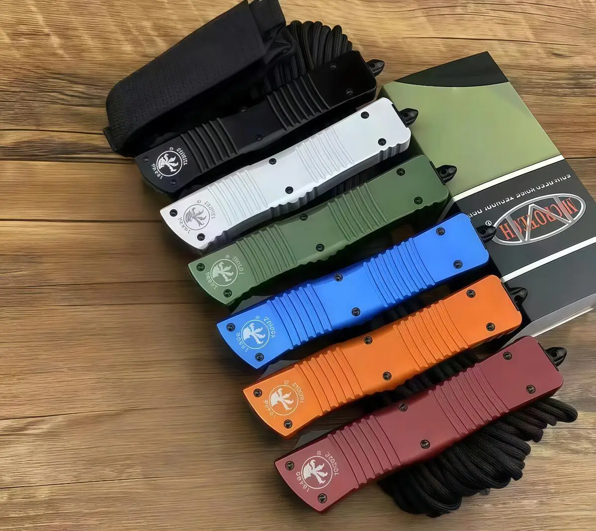 

Microtech Big Dragon straight out rainbow color + space aluminum EDC tool