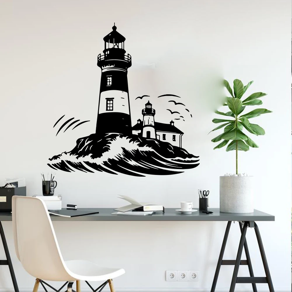 Großer Küsten-Wandaufkleber für Leuchtturm, Wohnmobil, Wohnmobil, Schlafzimmer, Spielzimmer, Abenteuerzeit, Reise-Wandaufkleber für Wohnmobil, Heimdekoration