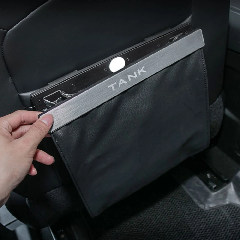 

For Great Wall WEY Tank 300 Car Garbage Bin Leather Garbage Bag Car Interior Supplies Rear Seat Accessories