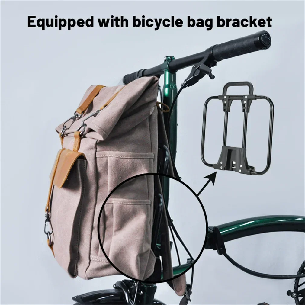 Folding Bicycle Vintage Canvas Leather Backpacks Laptop Daypack Computer Rucksacks For Brompton Bike