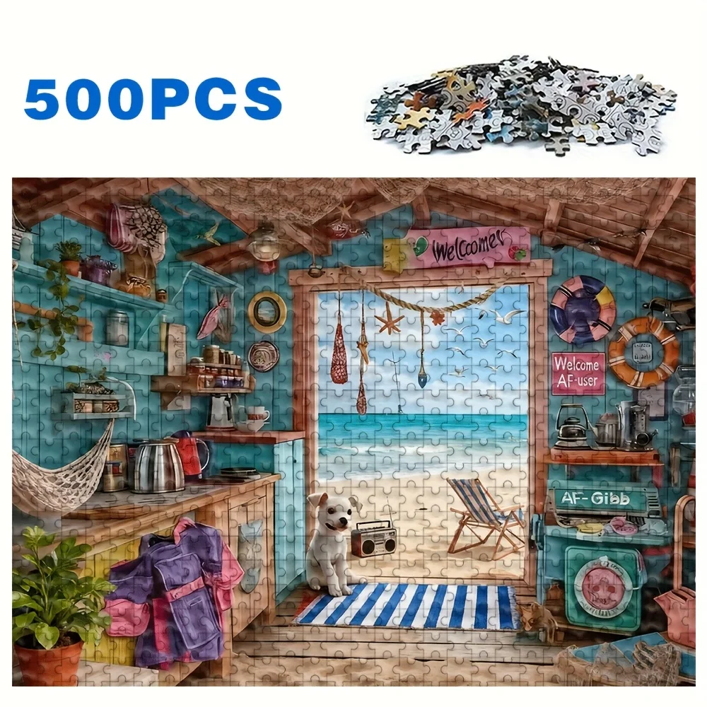 Quebra-cabeça para adultos, 500/1000 peças, provocador de cérebro em grande escala com padrões complexos, caixa portátil para família gam