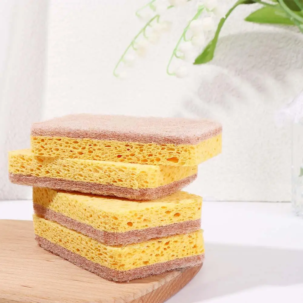 

Natural Plant Based Scrub Sponge Pad Palm Fiber Dishwashing Kitchen Item Scrubber Non Scratch Compostable 2-Sided Sponges