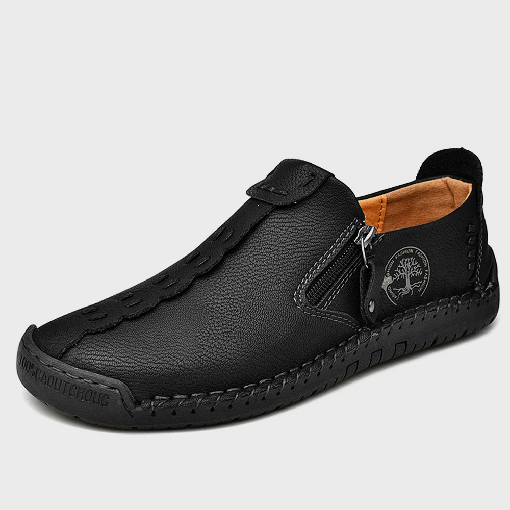 Sapatos casuais de couro masculino, tênis de direção plana, moda upscale, nova marca registrada, primavera, outono, tamanho 38-48