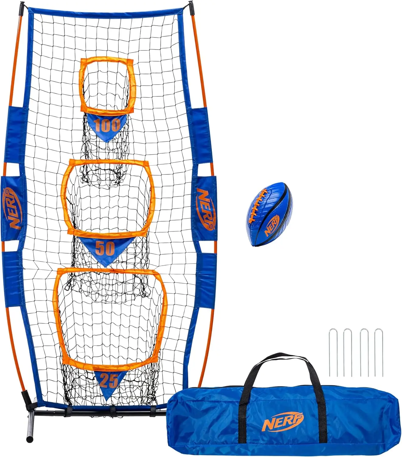 

Football Target Toss Game Set 5x2 Ft Net with Ground Stakes & 8.5 Inch Ball for Kids Youth Indoor Outdoor