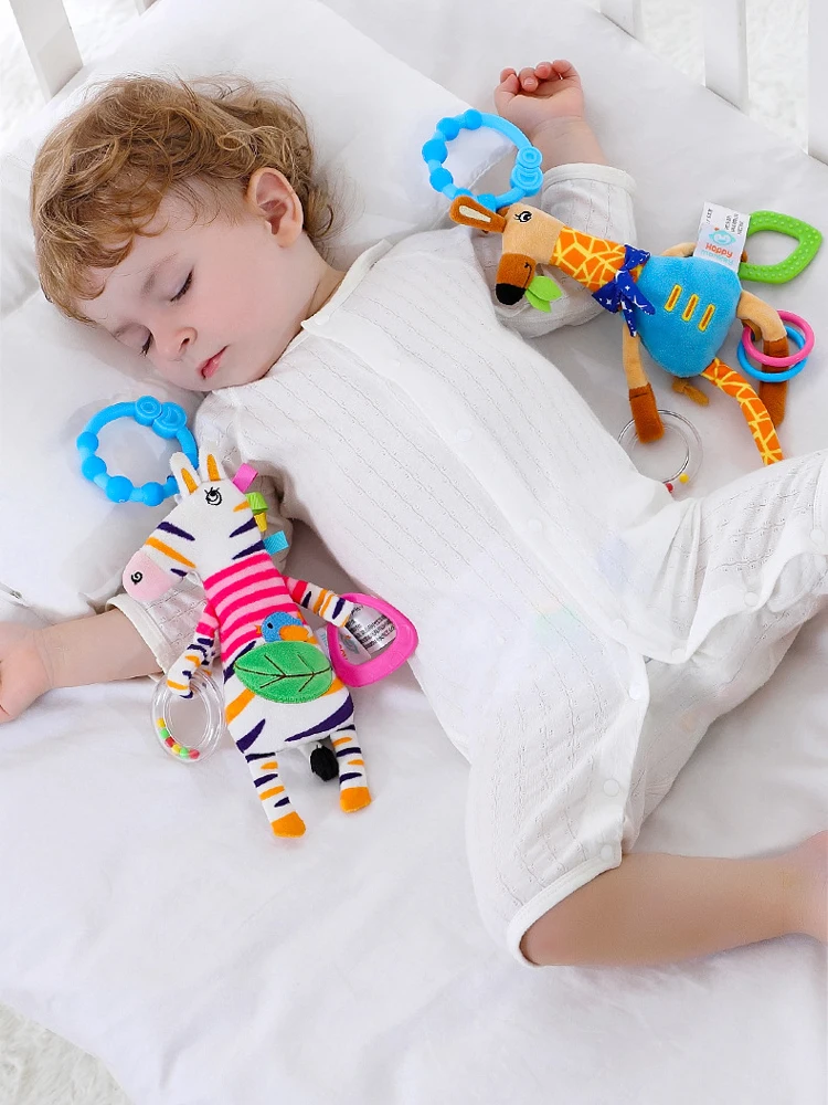 아기 딸랑이 부드러운 기린 모양 유아용 침대 유모차 스파이럴 신생아용 카시트 조기 교육 발달 핸들 장난감 선물