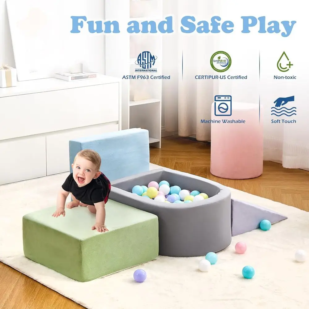 5-Piece Soft Toddler Foam Climbing Set with Ball Pit for Indoor Play (Balls Not Included)