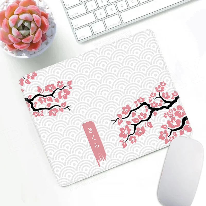 Pink Sakura Mouse Pad Cherry Blossom Mousepad Non-slip Rubber Desktop Rugs Small Laptop Desk Mat Mouse Mats 20x25cm Cute Gifts