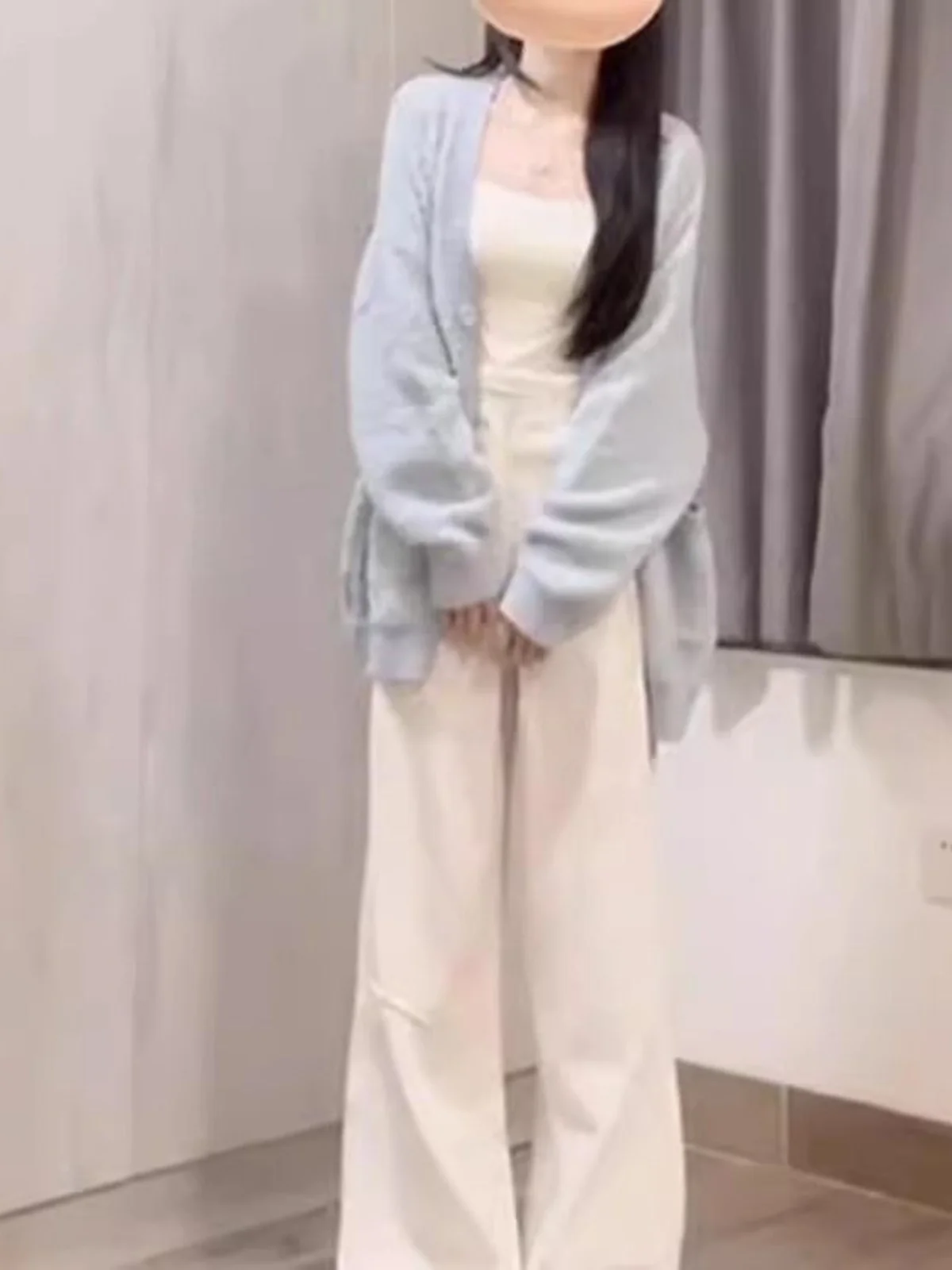 

Korean Sle 2024 Soft New Gentle Knitted Open Cardigan Loose Sweater Lazy Top Coat Pure Color Autumn Winter Faion Urban V-...