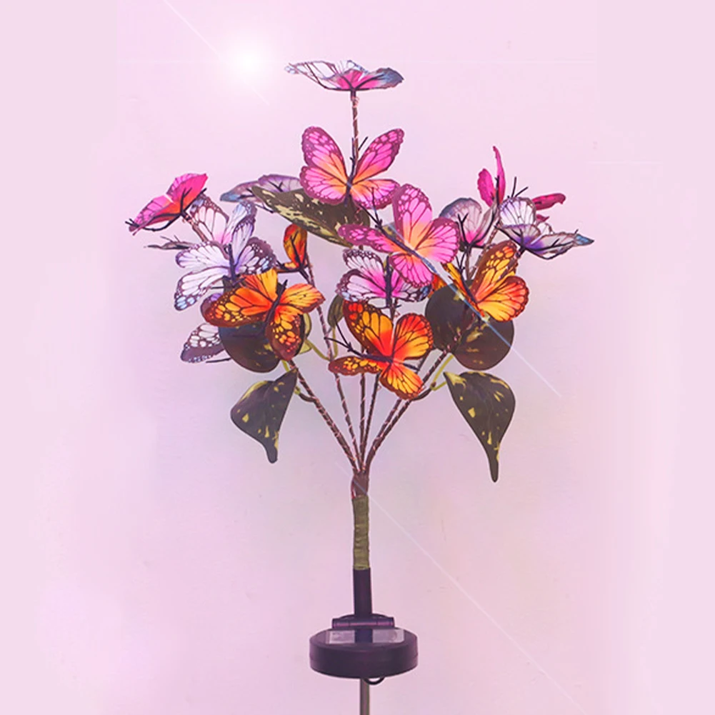 2 แพ็คพลังงานแสงอาทิตย์ผีเสื้อ Stake Light ไฟลานกลางแจ้งตกแต่งโคมไฟพลังงานแสงอาทิตย์ที่มีสีสันกันน้ํา Auto On/Off สําหรับ YARD Pathway