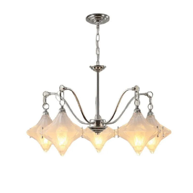 

Medieval glass living room chandelier Bauhaus retro designer creative new bedroom princess room lamp