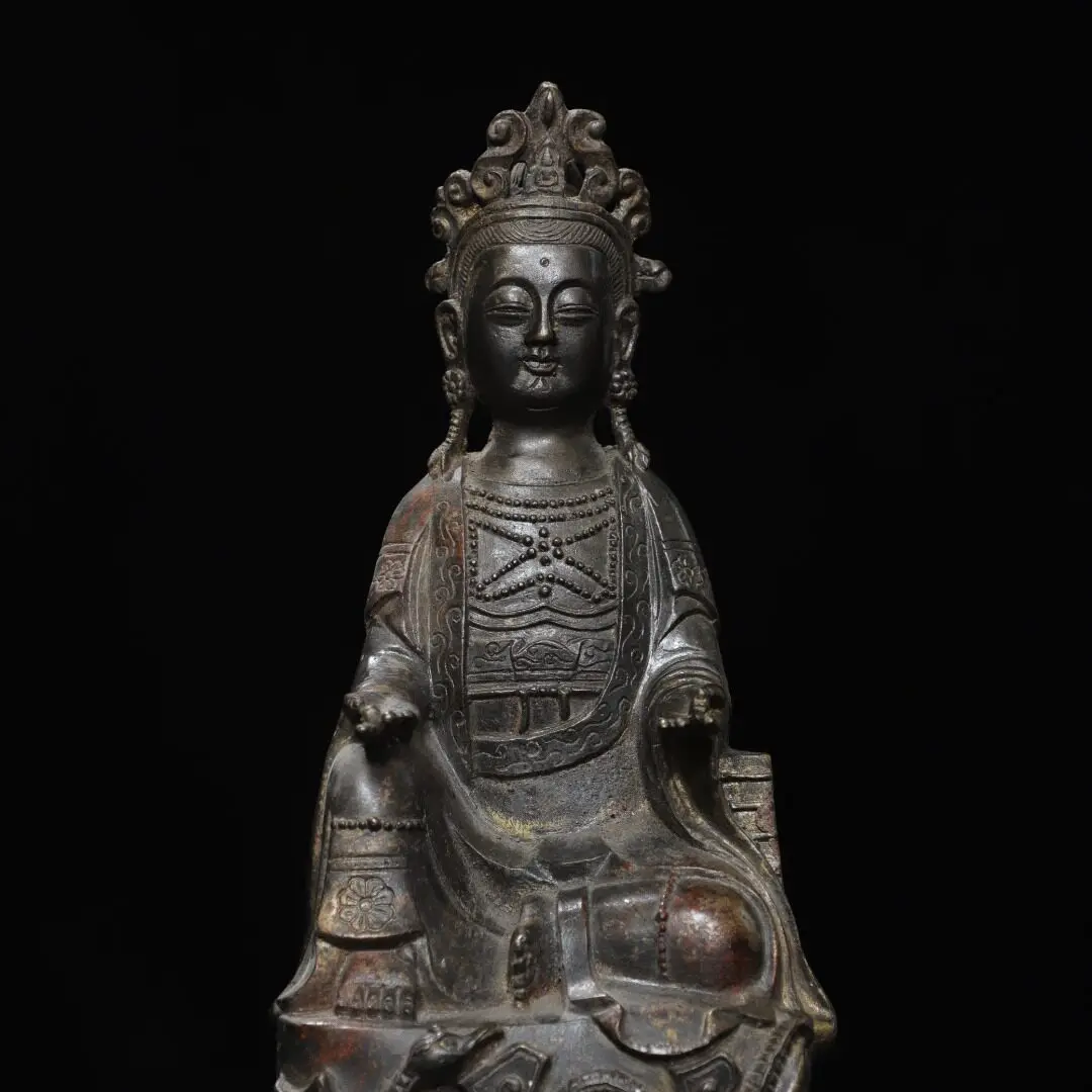 South Sea Guanyin Bodhisattva Pure Copper Clay Gold Antique Statue Home Temple Desk Ornament Gift