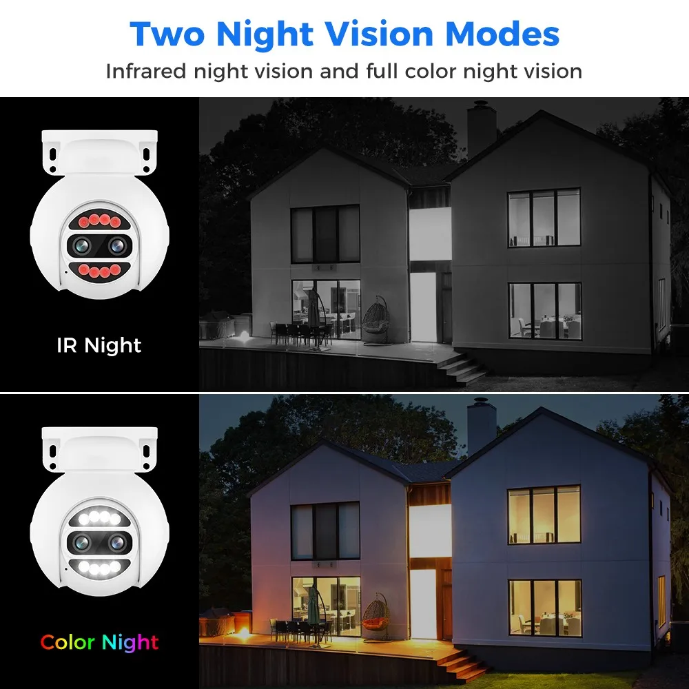 8MP 4K POE IP Camera 8x Zoom Dual Lens Outdoor Survalance Camera Color Night Vision ONVIF Humanoid Detection PTZ Security Camera