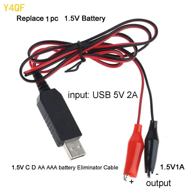 

Y4QF 200cm USB to for DC 1.5V Power Supply Cord Replace 1pc 1.5V AA AAA C D Battery
