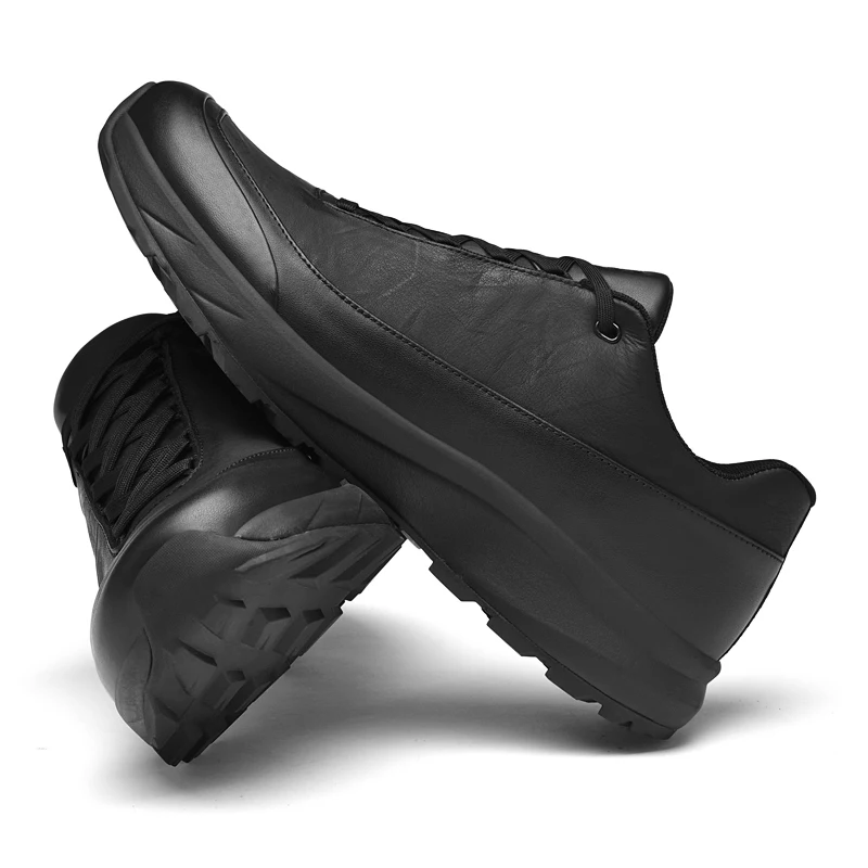 Men's Lace-Up Leather Running Shoes Casual Sneakers Outdoor Hiking MD+Rubber Outsole Breathable Sports Walking Training Classic