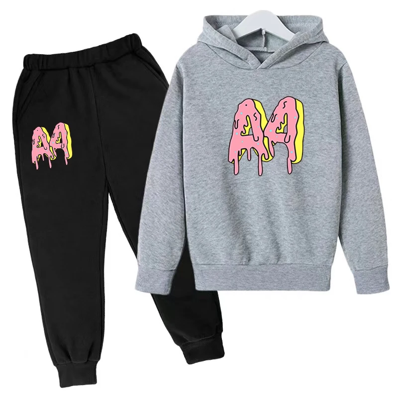 Kids Hoodie Products A4 Print Sweatshirt Top+Pants 2P Boys Girls Toddler Pullover Outdoor Sports Glamour Idol Fashion Casual Set