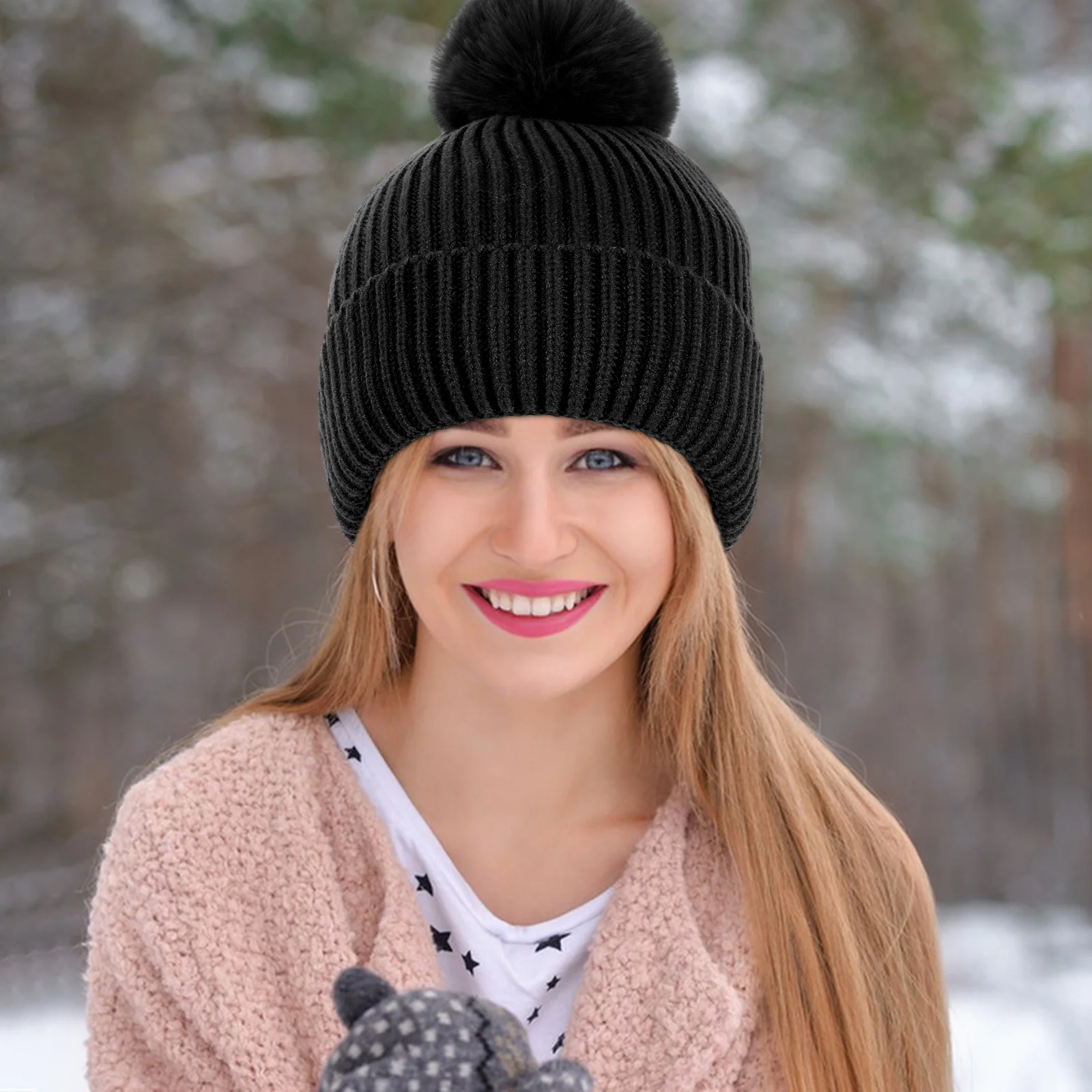 

1Set Touchscreen Insulated Gloves Women Winter Beanie Scarf Set Gentle Warm Wear for Cold Weather Outdoor Activities