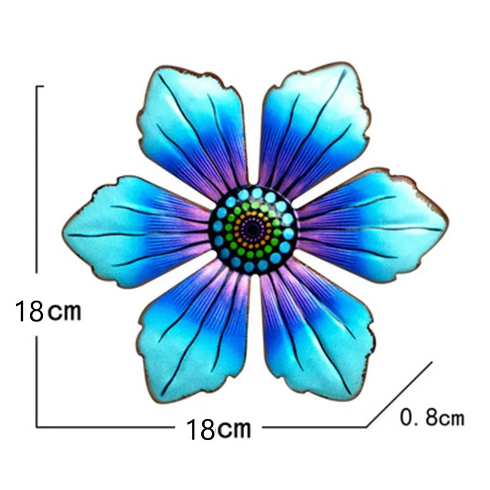 Metalowy kwiat ścienny Rzeźba wisząca na zewnątrz Ozdoba wisząca do ogrodu Dekoracja podwórka Kreatywna dekoracja Niebieski Żółty Zielony Różowy
