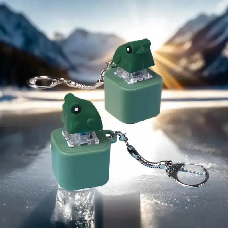 1/2 قطعة سلسلة المفاتيح الإبداعية صانع ضوضاء الضفدع ، ضوء LED ، لعبة تململ تخفيض التوتر ، مصدر طاقة لوحة المفاتيح