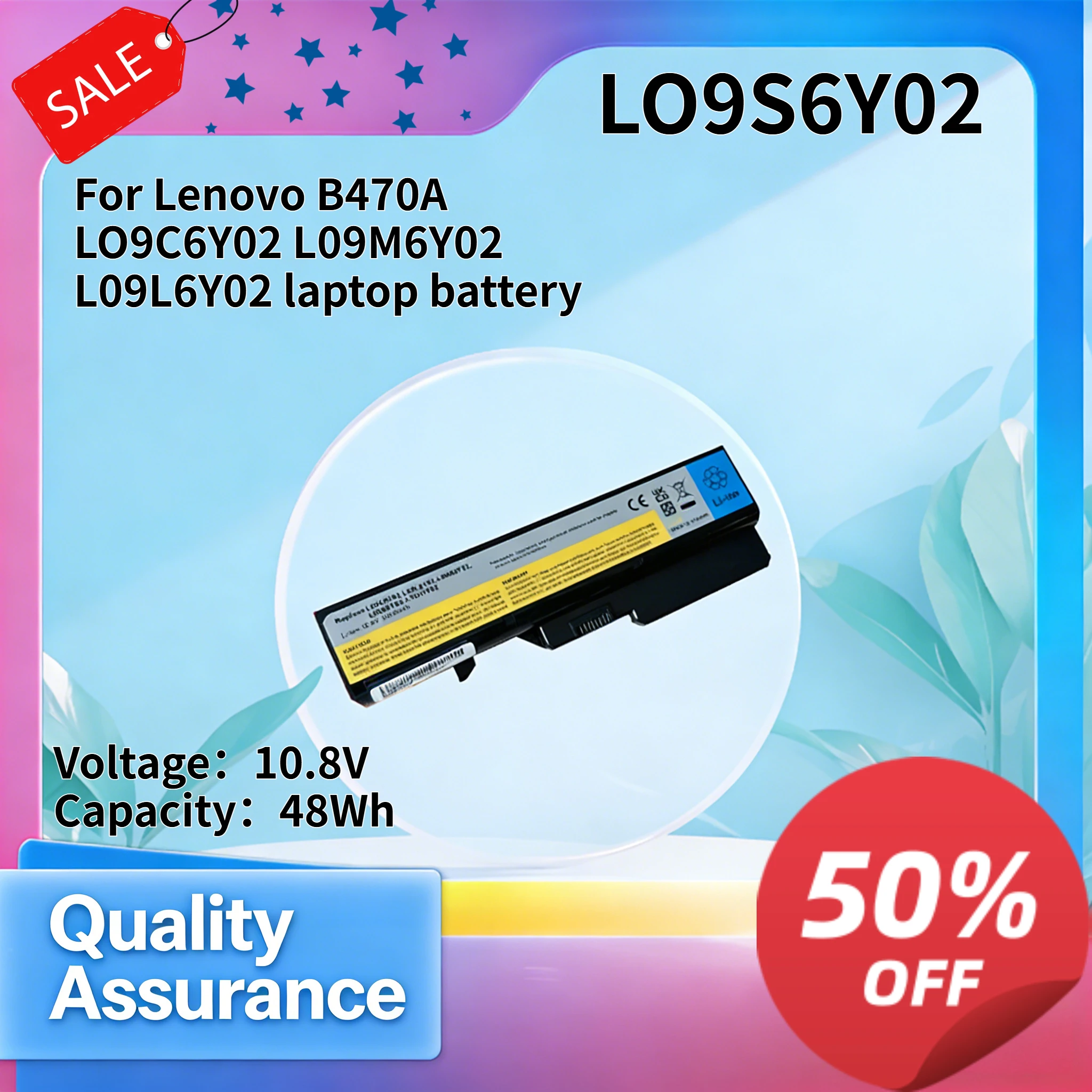 

10.8V 48Wh Laptop Battery Compatible with Lenovo B470A LO9C6Y02 L09M6Y02 L09L6Y02 LO9S6Y02