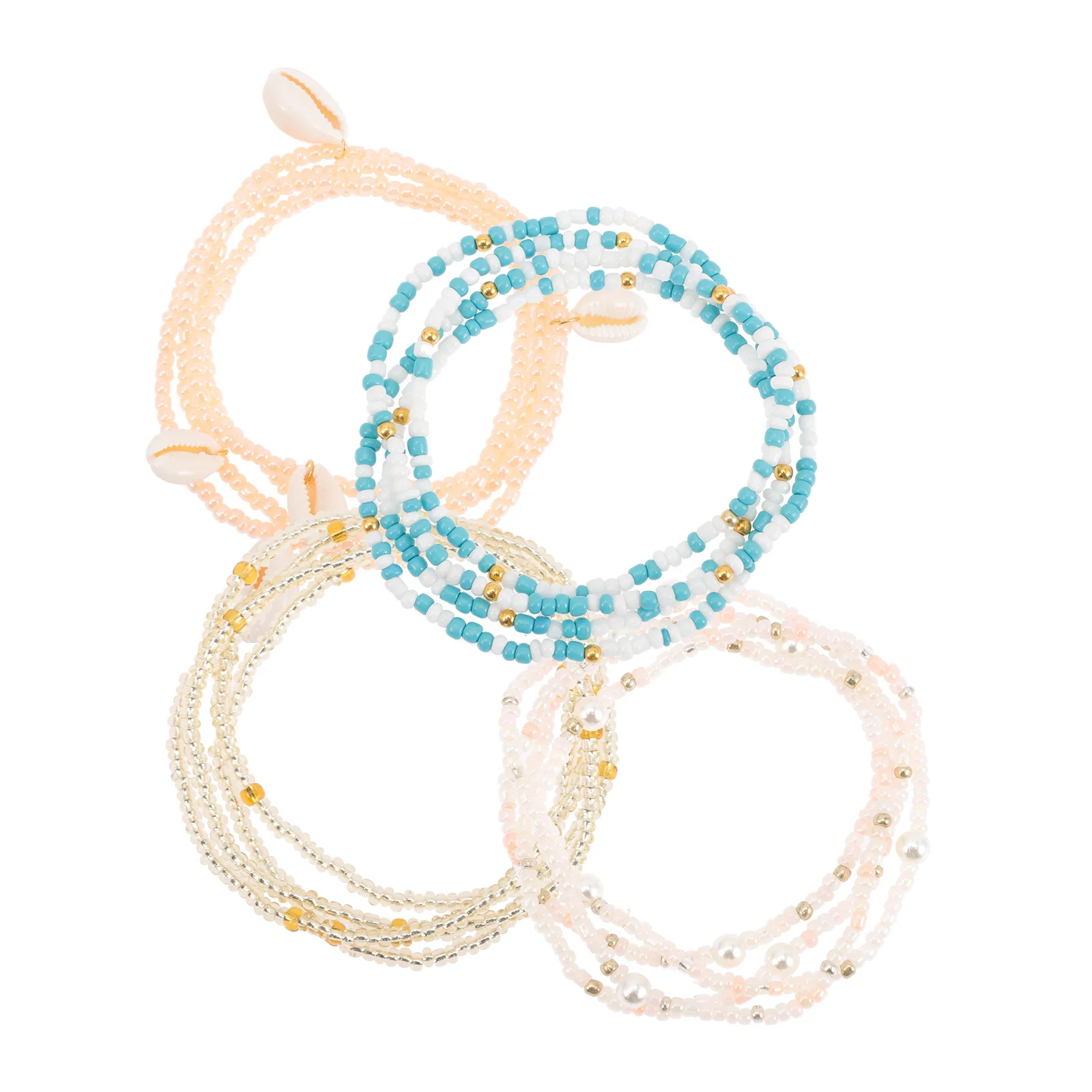 

4 Pcs Waist Beads Chain Beach Body Chains Adjustable Jewelry for Women Summer Bikini Accessories Glass Bead Safe Durable