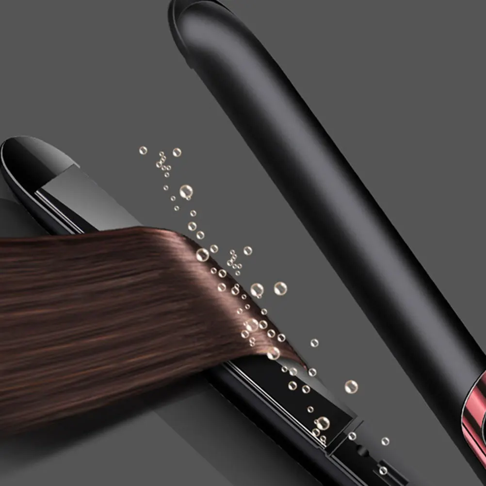 

2-in-1 Hair Curler Straightener Electric Ceramic Styling Tool for Women Eu Plug Black Frizzy Coarse Hair Sleek Shiny Adjustable