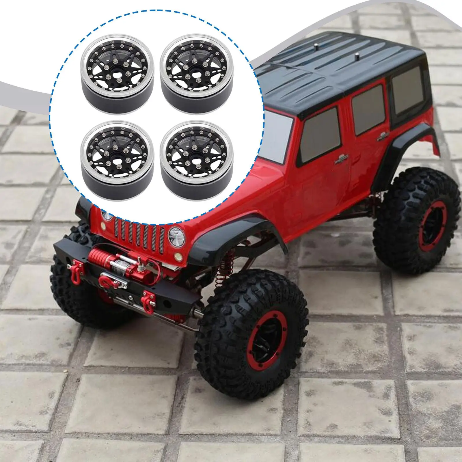 

Aluminum Alloy 1/10 RC Crawler Wheel Rims Beadlock for RC Car Parts Sturdy Replacement Accessories for Rock Crawlers