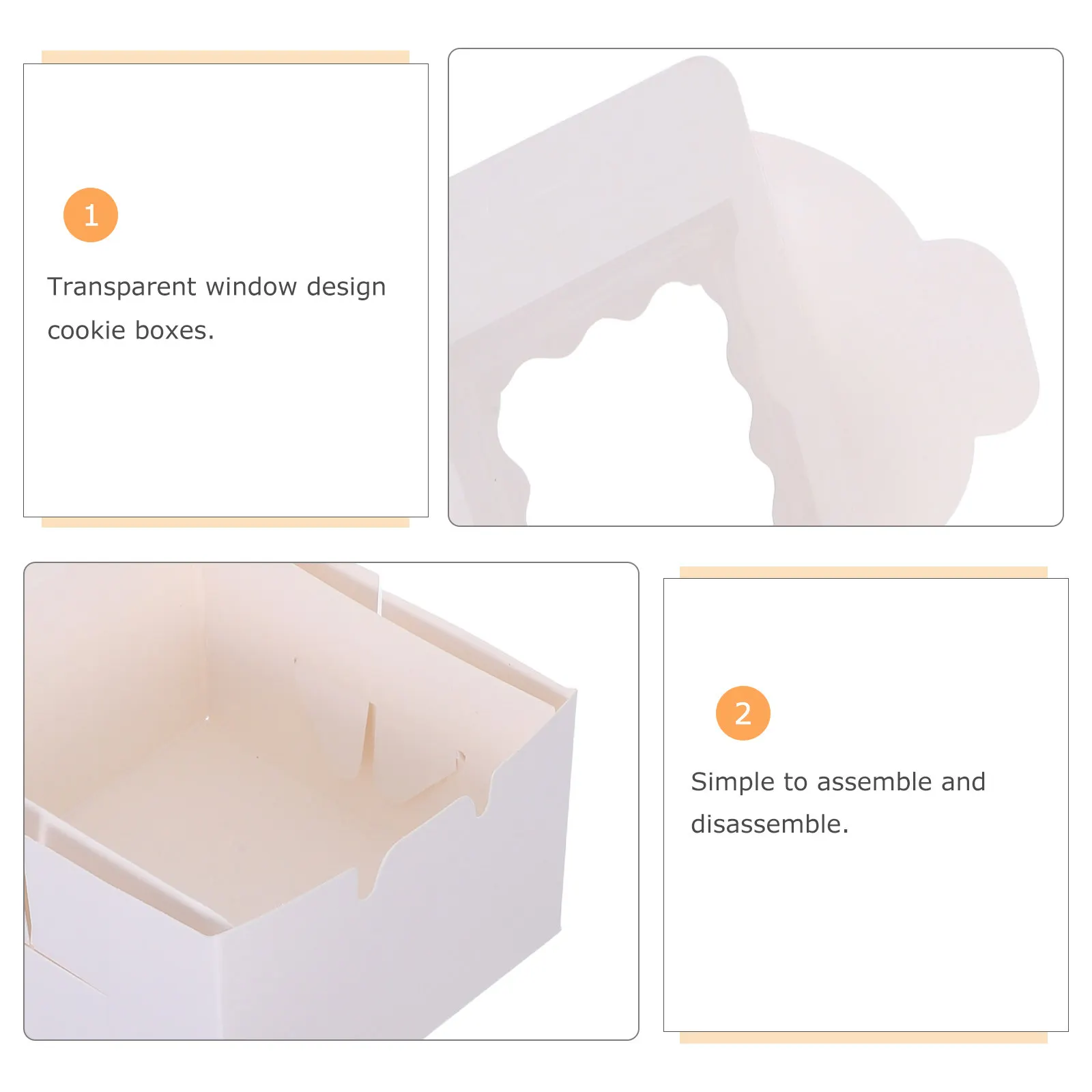 20Pcs Premium Paper Macaron Boxes 10.2x10.2x6.4cm Clear View Window Cupcake Storage Containers Portable Dessert Boxes for Bakery