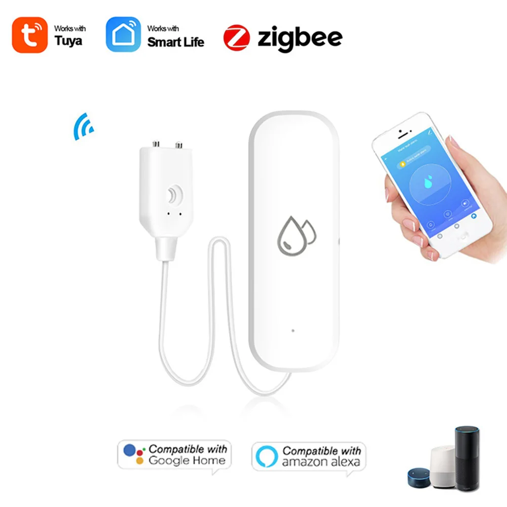 Tuya Zigbee Sensor de nivel de agua alarma de fuga Detector de fugas de agua aplicación remota Control inteligente seguridad del hogar alarma de