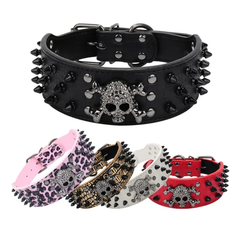 

Pet Collar Anti-bite Rivet Dog Collar Medium and Large Leather Skull Rivet Decorative Collar