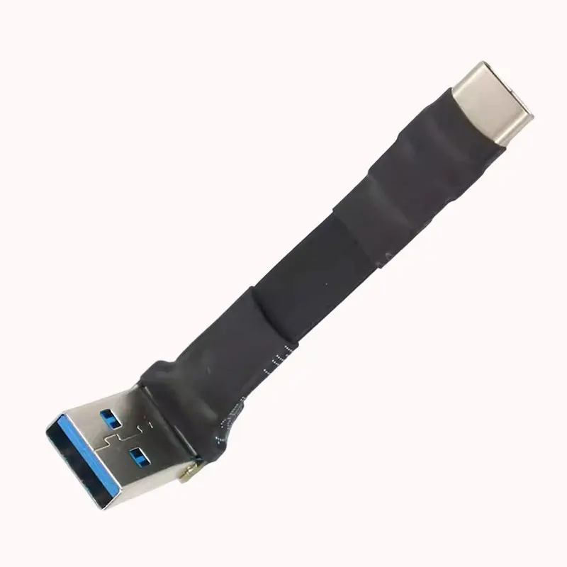 ADT-Link USB 3.1 Male to Female Flat Extension Cable with Chip Type-C 90 Slim Flexible To USB-A Ribbon Riser for Video Card
