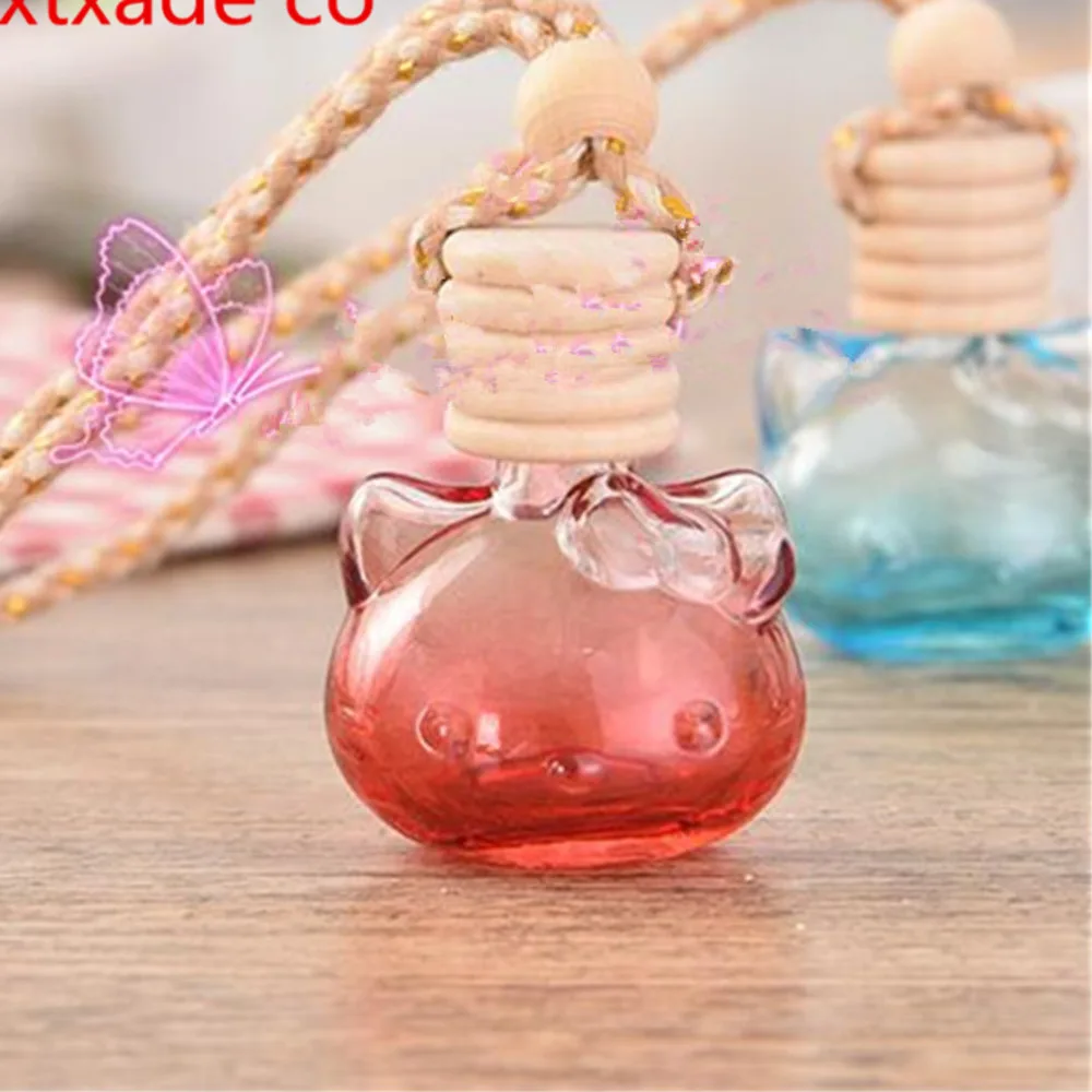 10ml Glass Cat Empty Bottles Car cute Perfume bottle container Pendant New Style Top Grade Essential Oil Parfume Packaging 