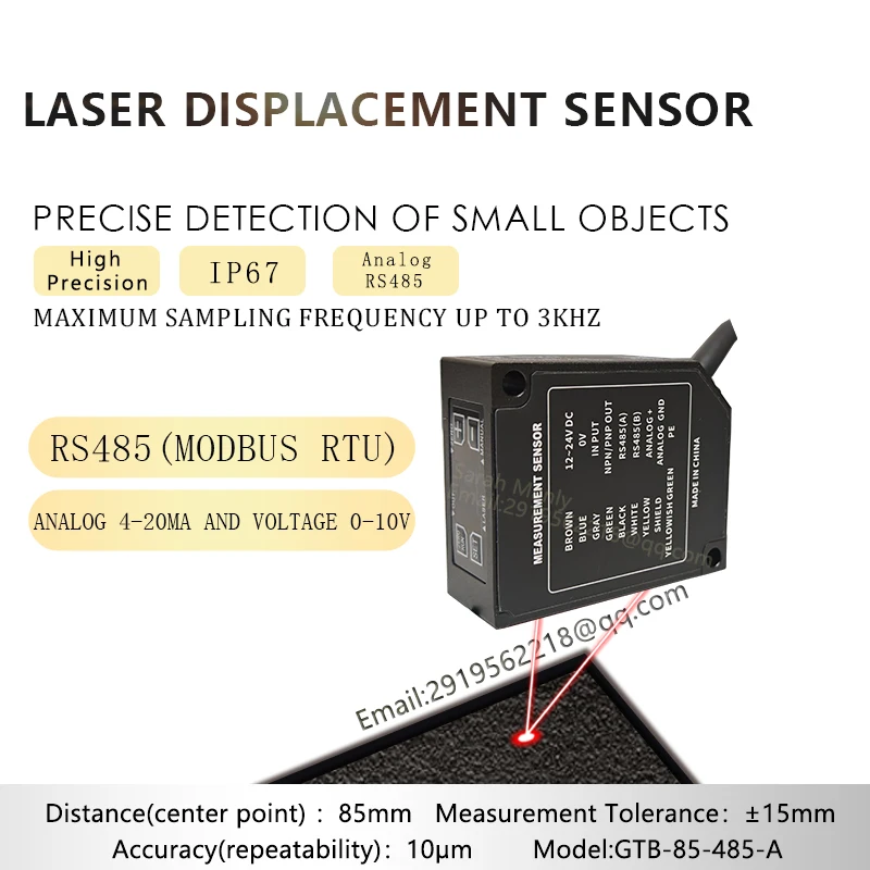 High precision sensor 85mm RS485 Detecting the presence or absence of the product IP67 Laser displacement sensor