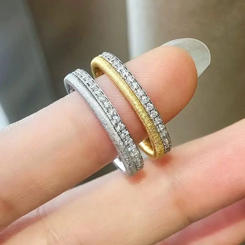 

Кольцо из 100% стерлингового серебра 925 пробы с матовым паве AAA и цирконием для женщин, ювелирные изделия