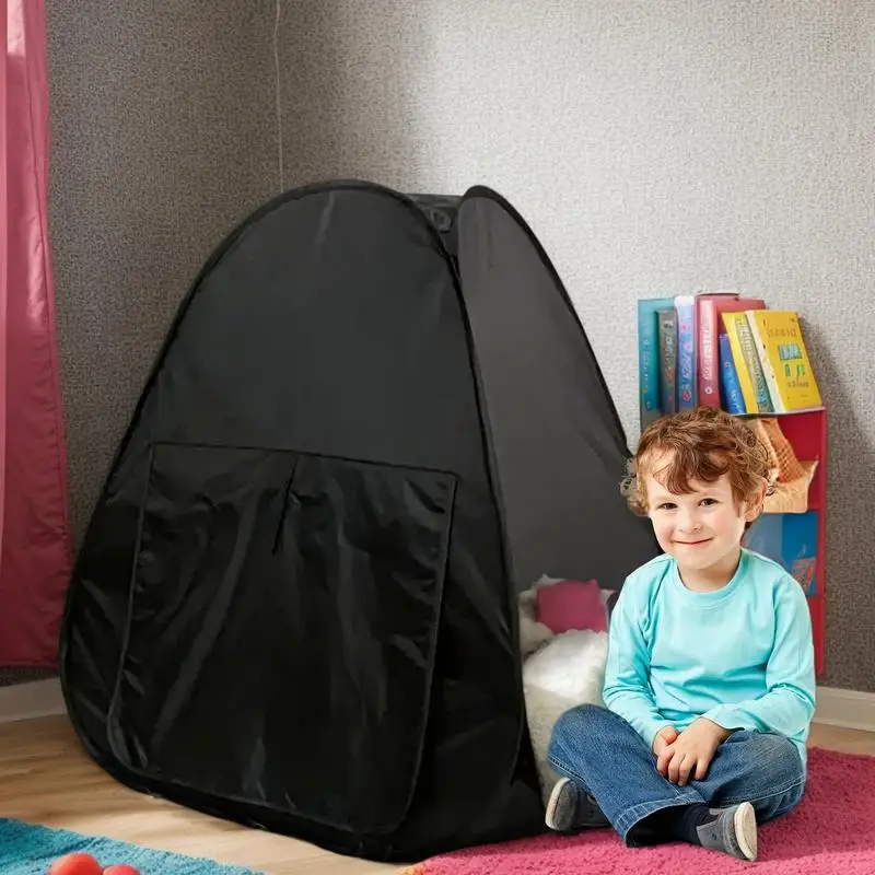 Toddler Playhouse Portable Folding Playhouse Sensory Play Equipment Calm Down Corner Hideaway Play And Sleep Black Tent For