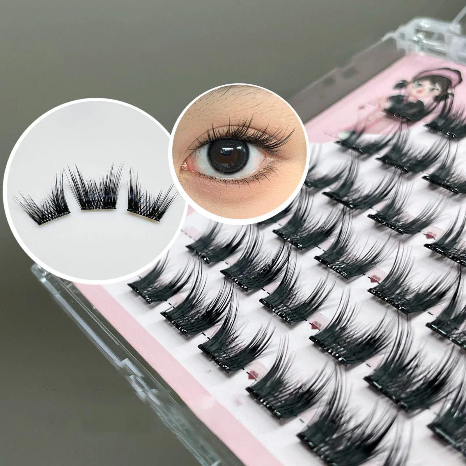 Kleber freie falsche Wimpern 13mm DIY selbst klebende Manga falsche Wimpern natürliche dicke Cluster individuelle Wimpern verlängerung