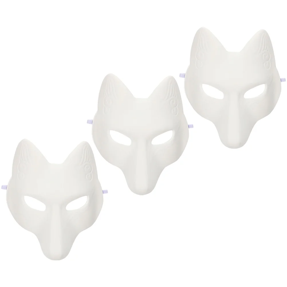 

3pcs Masquerade Blank Mask Fox Masks Costume Cosplay Mask DIY Unpainted Fox Mask Masquerade Mask DIY Fox Mask