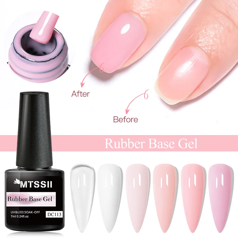 Mtssii 7ml Nude Rubber Base Gel Camouflage Color Coat Milky Pink Jelly White Varnish Soak Off Uv Gel Self-leveling Gel Nail Art