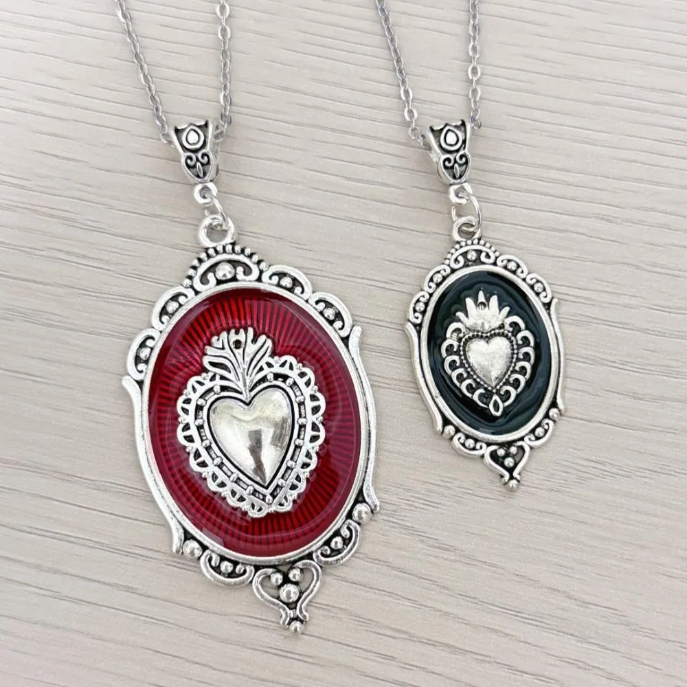 moda-romantica-tira-cor-oval-vermelho-preto-gotejamento-esmalte-sagrado-coracao-alivio-pingente-colar-para-mulheres-halloween-vampiro-joias