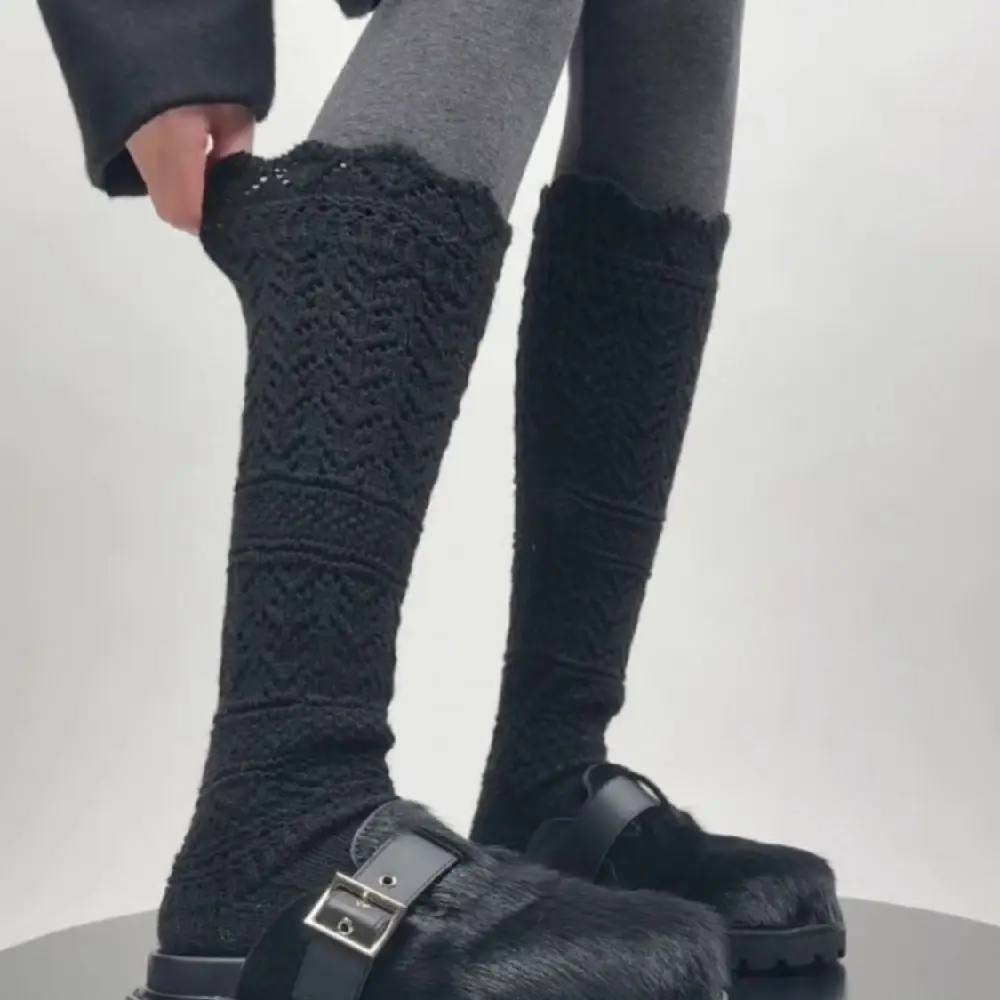 Couvre-pieds tricoté Simple Y2K, ajouré, doux, bottes Lolita, couleur unie, jambières douces pour femmes, automne/hiver