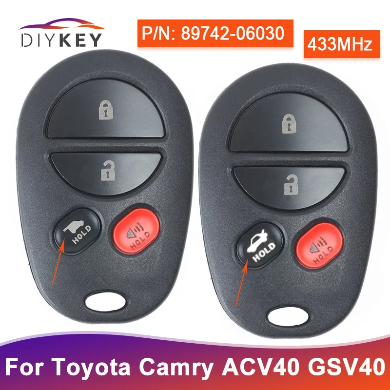 DIYKEY 433MHz P/N: 89742-06030 For Toyota Camry ACV40 GSV40 2006 2007 2008 2009 2010 2011 Remote Car Key Fob 4 Buttons